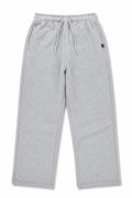 Gray sweatpants with a drawstring on a white background