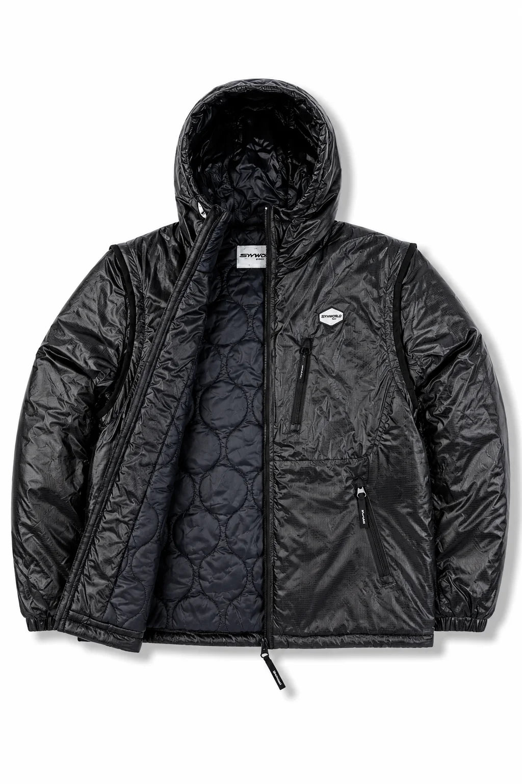 Syna Removable Sleeve Puffer Jacket Black