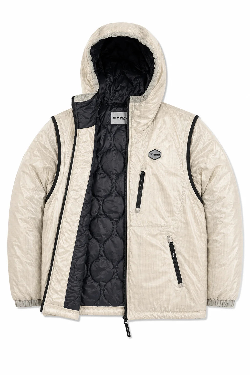 Syna Convertible Sleeve Puffer Jacket Cream