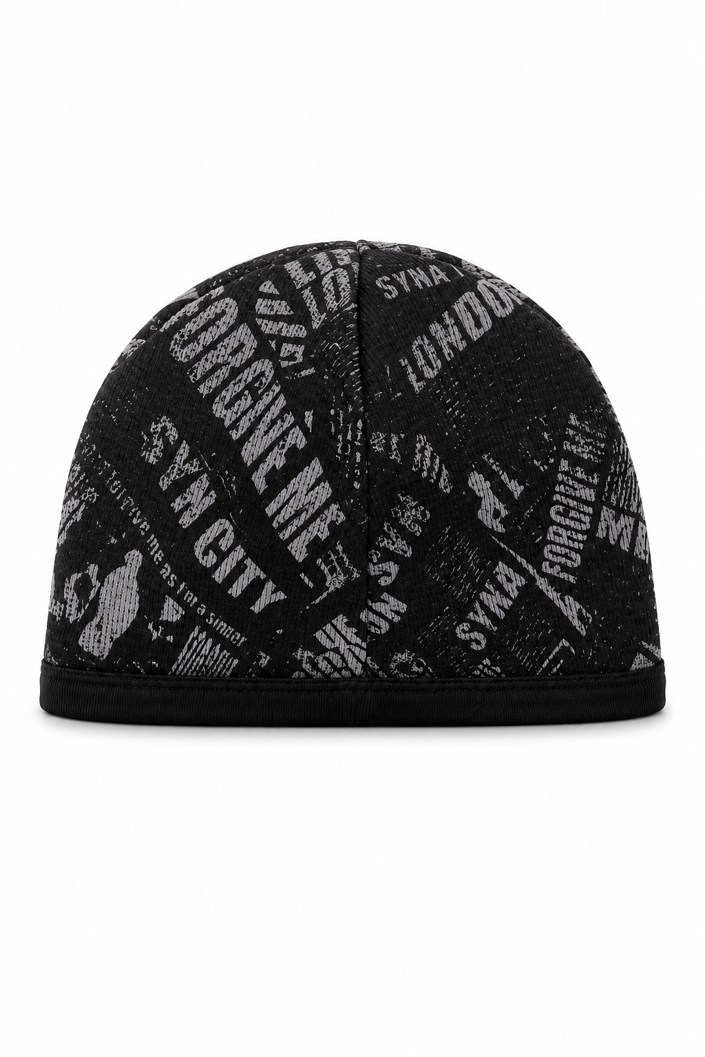 Black Syna World Graphic Streetwear Skull Cap