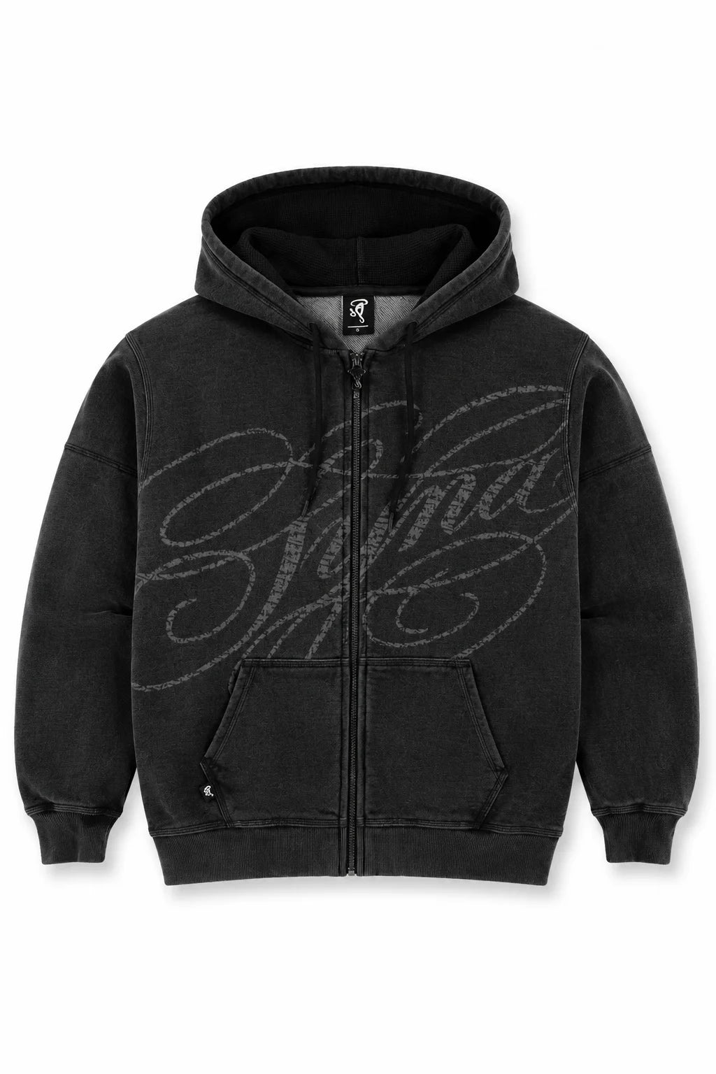 Black Syna World Oversized Zip Streetwear Hoodie