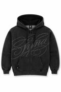 Black Syna World Oversized Zip Streetwear Hoodie