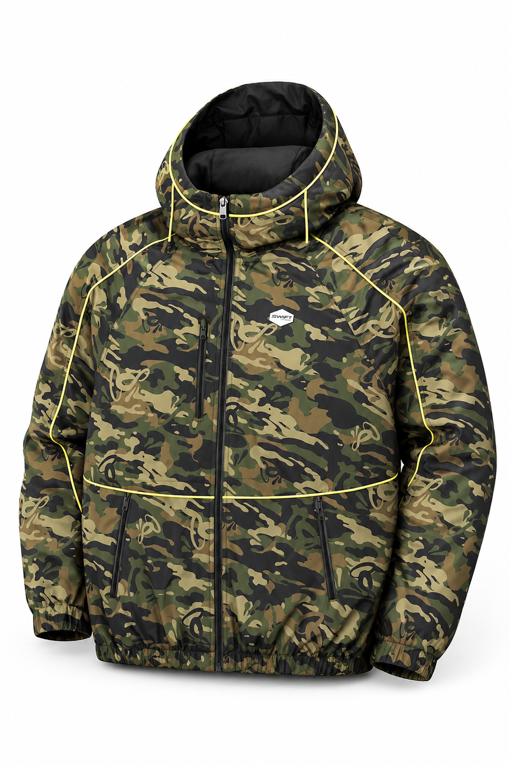 Swift Camo Technical Waterproof Windbreaker Jacket Front View
