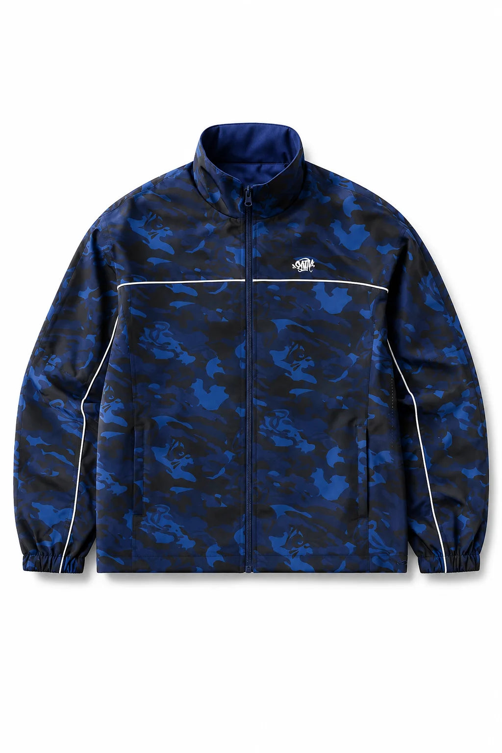 Syna Blue Camouflage Lightweight Track Jacket Front View